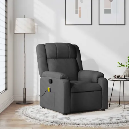 Fauteuil inclinable de massage gris foncé tissu