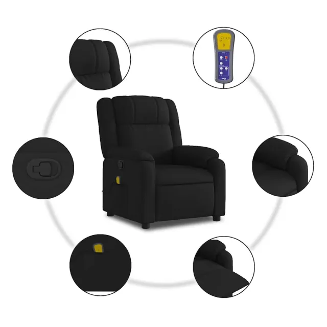 Fauteuil inclinable de massage noir tissu