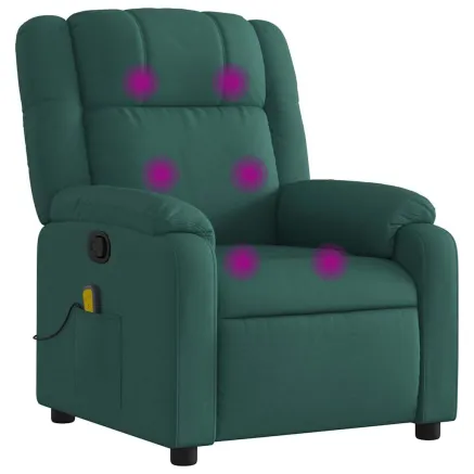 Fauteuil inclinable de massage vert foncé tissu 2