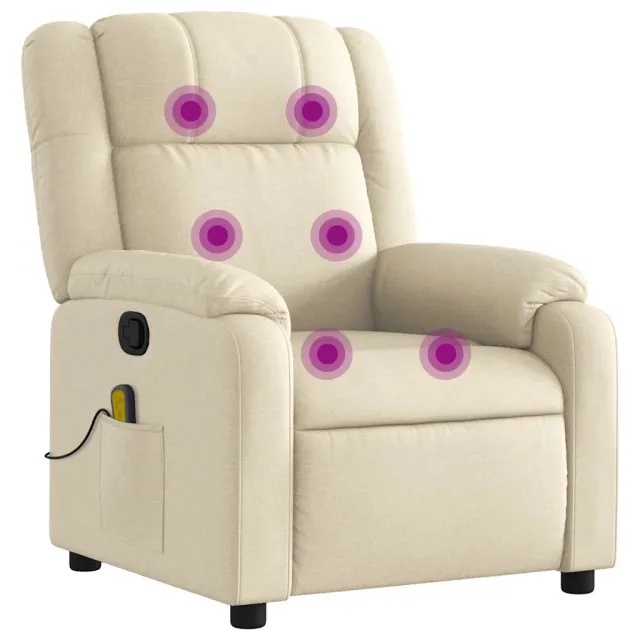 Fauteuil inclinable de massage crème tissu