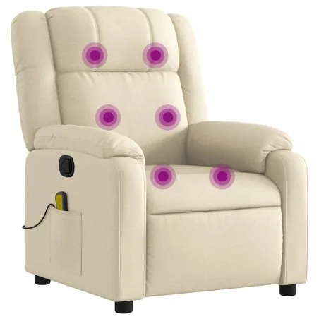 Fauteuil inclinable de massage crème tissu