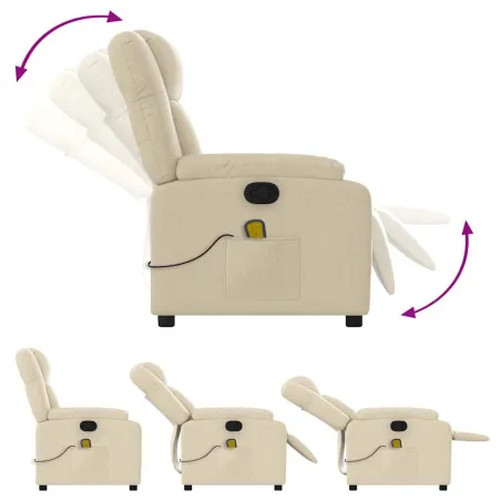 Fauteuil inclinable de massage crème tissu