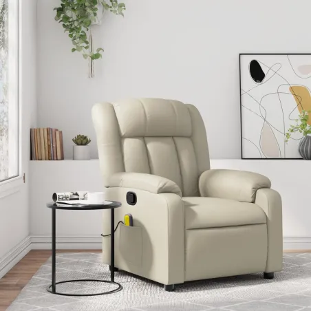 Fauteuil de massage inclinable crème similicuir