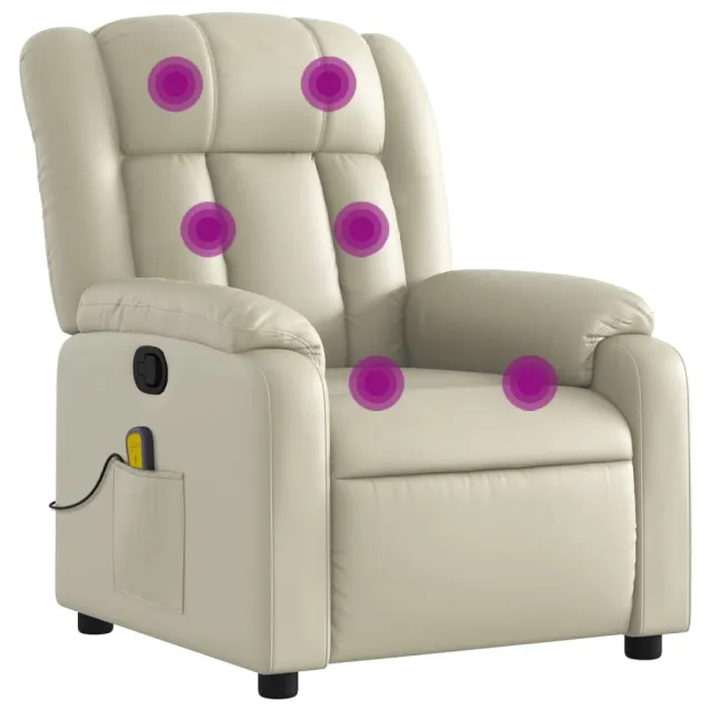 Fauteuil de massage inclinable crème similicuir
