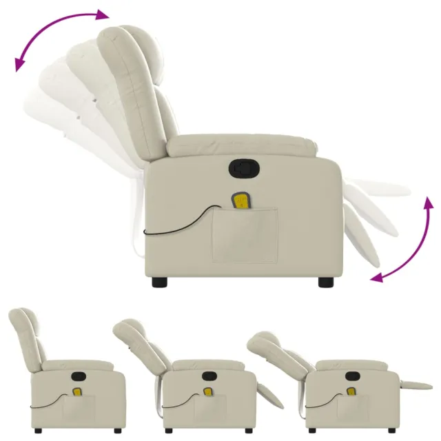 Fauteuil de massage inclinable crème similicuir