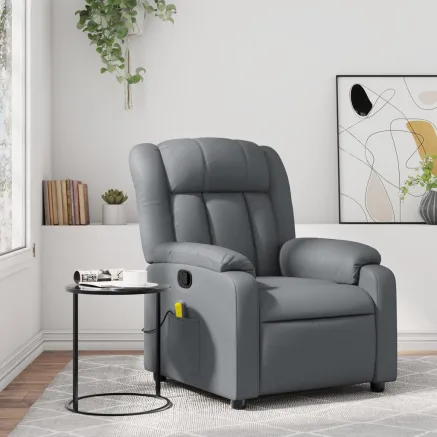 Fauteuil de massage inclinable gris similicuir