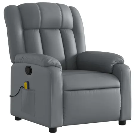 Fauteuil de massage inclinable gris similicuir