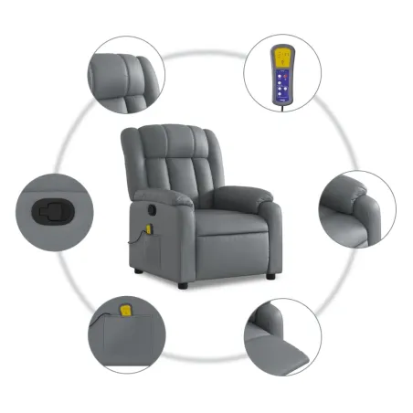 Fauteuil de massage inclinable gris similicuir