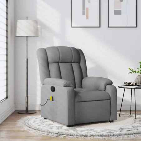 Fauteuil inclinable de massage gris clair tissu