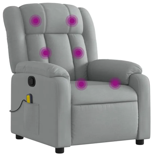 Fauteuil inclinable de massage gris clair tissu