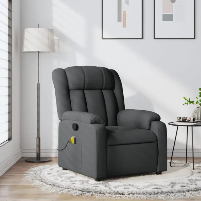 Fauteuil inclinable de massage gris foncé tissu