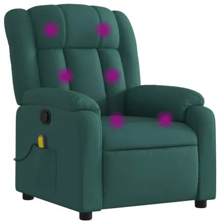 Fauteuil inclinable de massage vert foncé tissu 2