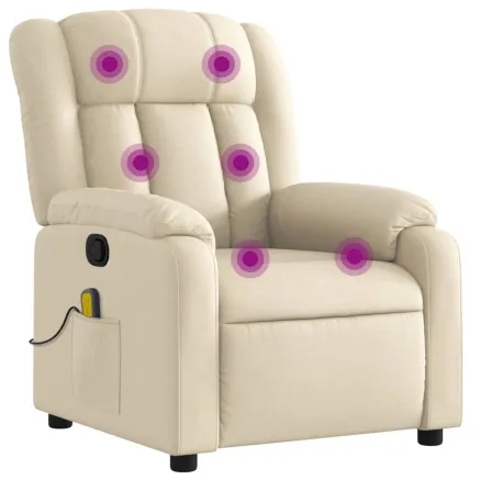 Fauteuil inclinable de massage crème tissu 2