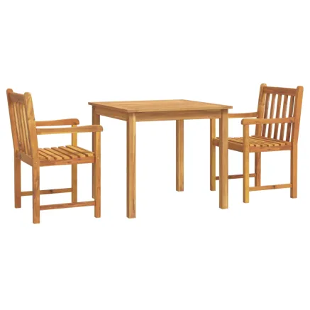Ensemble à manger de jardin 3 pcs Bois d'acacia solide 2