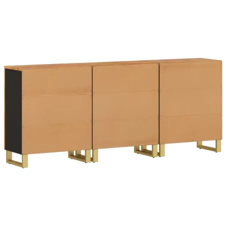 Armoires latérales 3 pcs marron et noir 60x33,5x75 cm