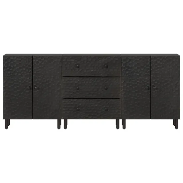 Armoires latérales 3pcs noir 60x33x75cm bois massif de manguier