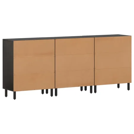 Armoires latérales 3pcs noir 60x33x75cm bois massif de manguier
