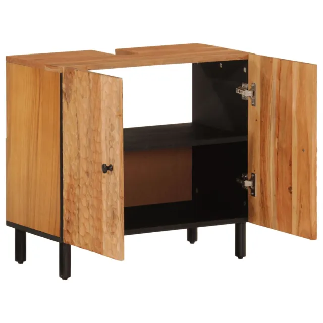Ensemble d'armoires de salle de bain 2 pcs bois massif d'acacia