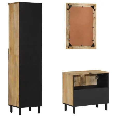 Ensemble de meubles de salle de bain 3 pcs bois manguier massif