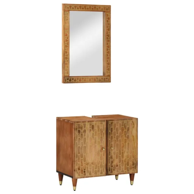 Ensemble de meubles salle de bain 2 pcs bois de manguier massif