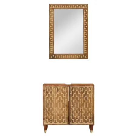 Ensemble de meubles salle de bain 2 pcs bois de manguier massif