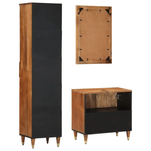 Ensemble de meubles de salle de bain 3 pcs bois manguier massif