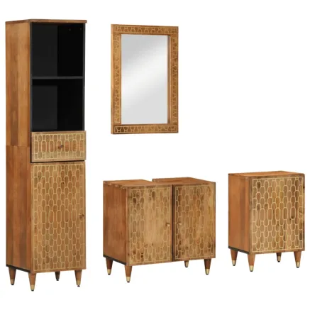 Ensemble de meubles de salle de bain 4 pcs bois manguier massif