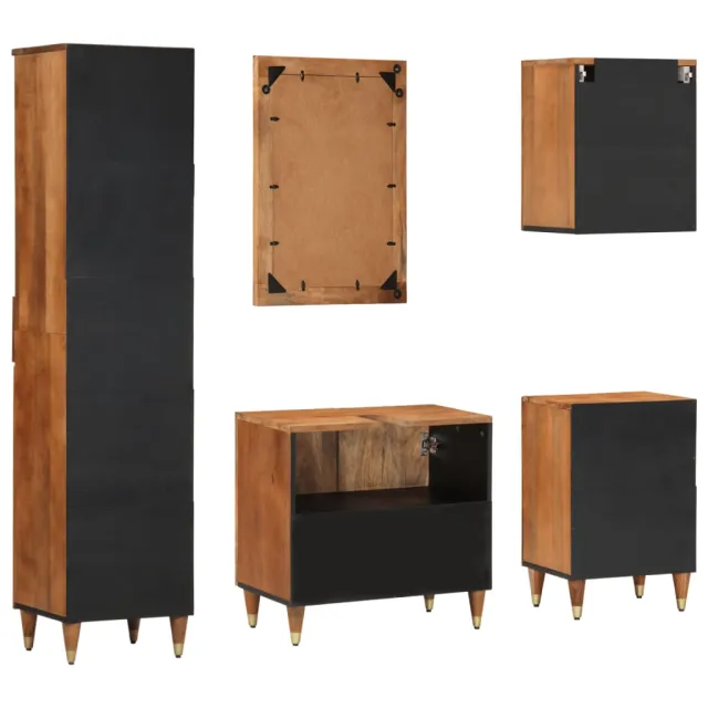 Ensemble de meubles de salle de bain 5 pcs bois manguier massif