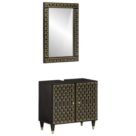 Ensemble de meubles salle de bain 2 pcs bois de manguier massif