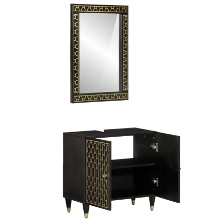 Ensemble de meubles salle de bain 2 pcs bois de manguier massif 2