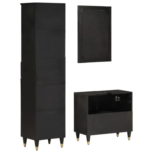Ensemble de meubles de salle de bain 3 pcs bois manguier massif