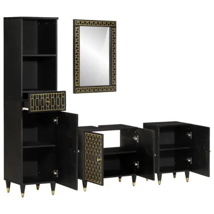 Ensemble de meubles de salle de bain 4 pcs bois manguier massif 2