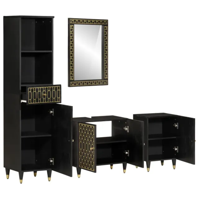 Ensemble de meubles de salle de bain 4 pcs bois manguier massif