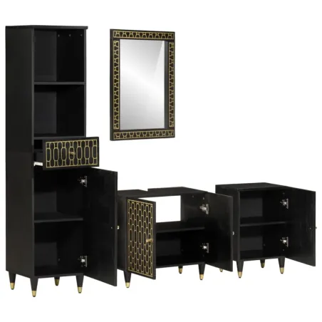 Ensemble de meubles de salle de bain 4 pcs bois manguier massif