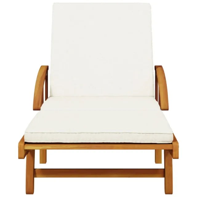 Chaise longue avec coussin et table bois d'acacia massif