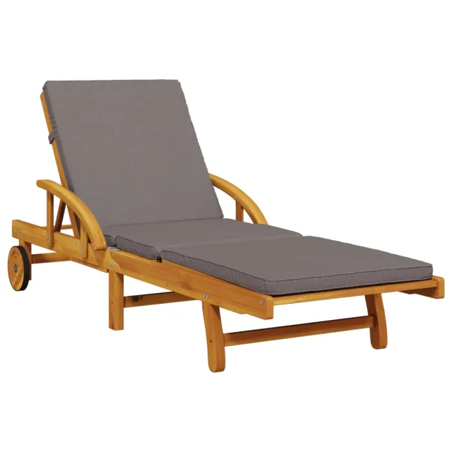 Chaise longue avec coussin et table bois d'acacia massif