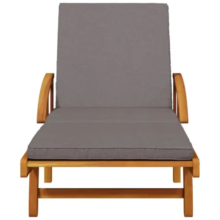 Chaise longue avec coussin et table bois d'acacia massif