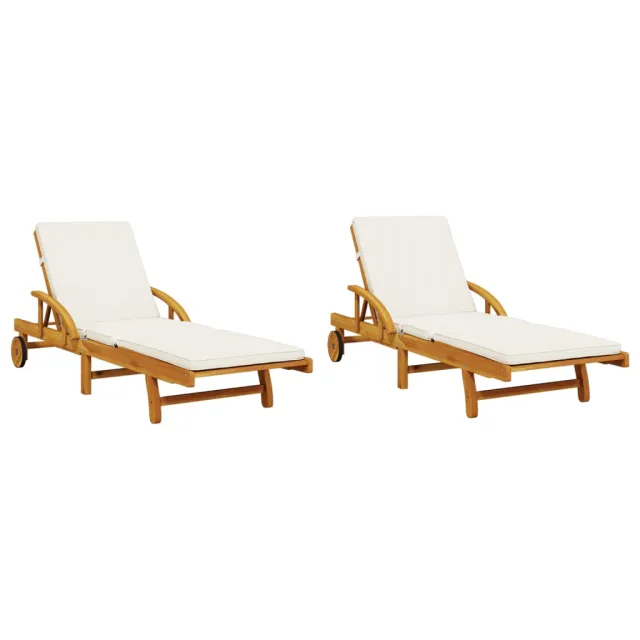 Chaises longues lot de 2 avec table bois massif d'acacia