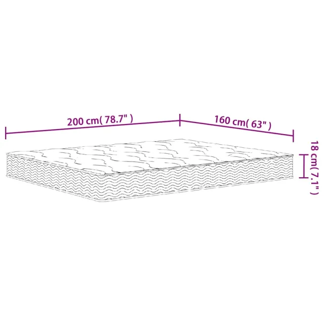 Matelas à ressorts bonnell moyen 160x200 cm