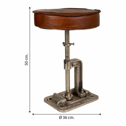 Hocker Alexandra House Living Braun Leder Holz Eisen 36 x 50 x 36 cm 2