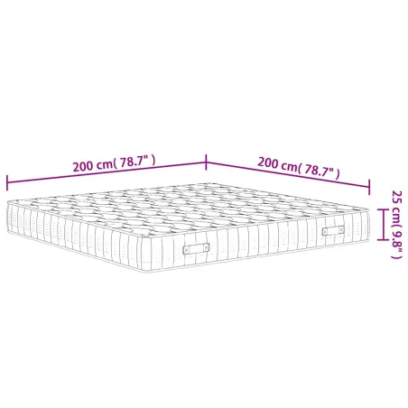 Matelas à ressorts ensachés dureté moyenne 200x200 cm