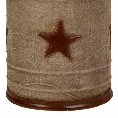 Hocker Alexandra House Living Canvas-Stoff Leder Eisen 30 x 45 x 30 cm