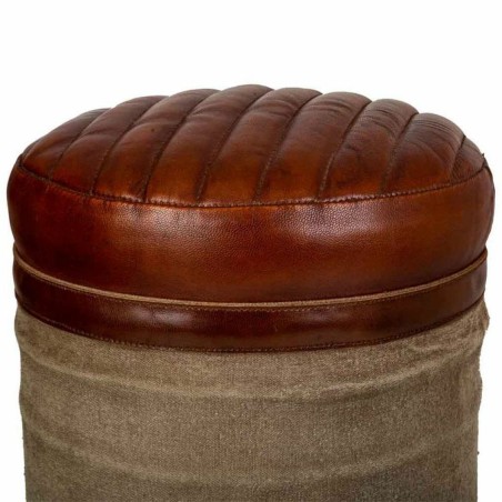 Hocker Alexandra House Living Canvas-Stoff Leder Eisen 30 x 45 x 30 cm