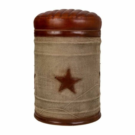 Hocker Alexandra House Living Canvas-Stoff Leder Eisen 30 x 45 x 30 cm