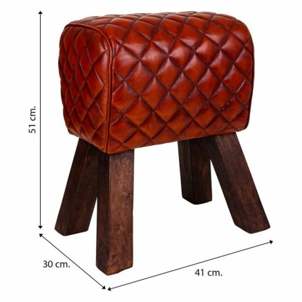 Tabouret Alexandra House Living Marron Cuir Bois de manguier 51 x 30 x 2
