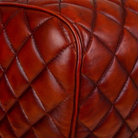 Taburete Alexandra House Living Marrón Cuero Madera de mango 51 x 30