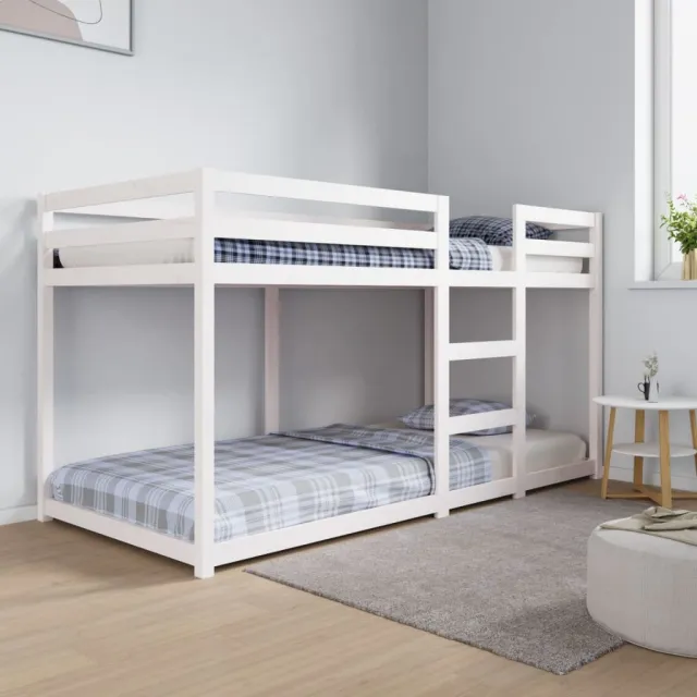 Lit superposé sans matelas blanc 90x200 cm bois de pin massif