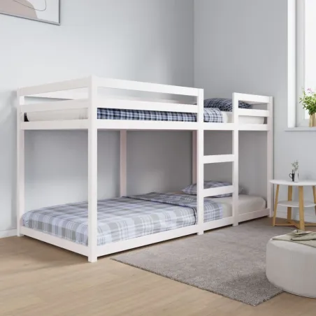 Lit superposé sans matelas blanc 90x200 cm bois de pin massif