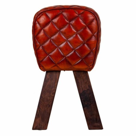 Taburete Alexandra House Living Marrón Cuero Madera de mango 51 x 30