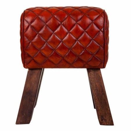 Taburete Alexandra House Living Marrón Cuero Madera de mango 51 x 30